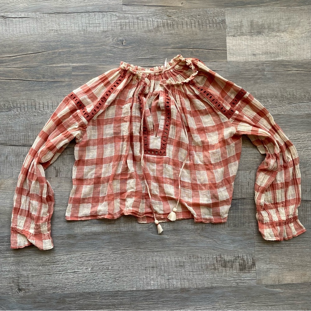 Free People Honey Grove Plaid Top Medium - Picture 1 of 4